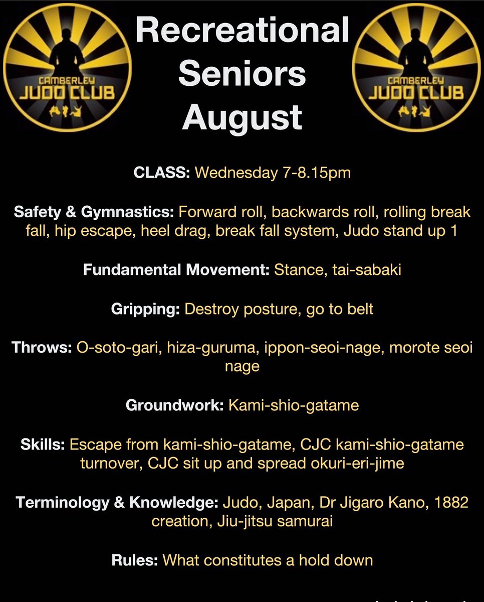 August’s learning content for our recreational seniors <a href="/CamberleyJC/">Camberley Judo Club</a> 🥋🧠