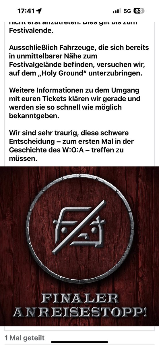TrumpetStefan's tweet photo. Unglaublich! #Finaler #Anreisestopp 😢#WOA2023 https://t.co/68eP1TWPLV