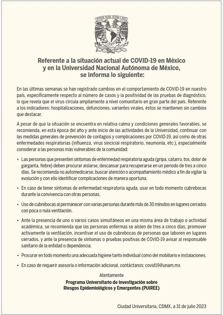 EnAtizapanZ's tweet photo. La #UNAM advierte de nueva ola a la alza de casos de #COVID19. Recomienda autoridades volver a implementar el uso forzado de cubrebocas en ambientes cerrados.
@HLGatell comenta que “no hay situación de alerta”. 

¡Esta historia ya la vivimos! https://t.co/tfDLcEy2UK
