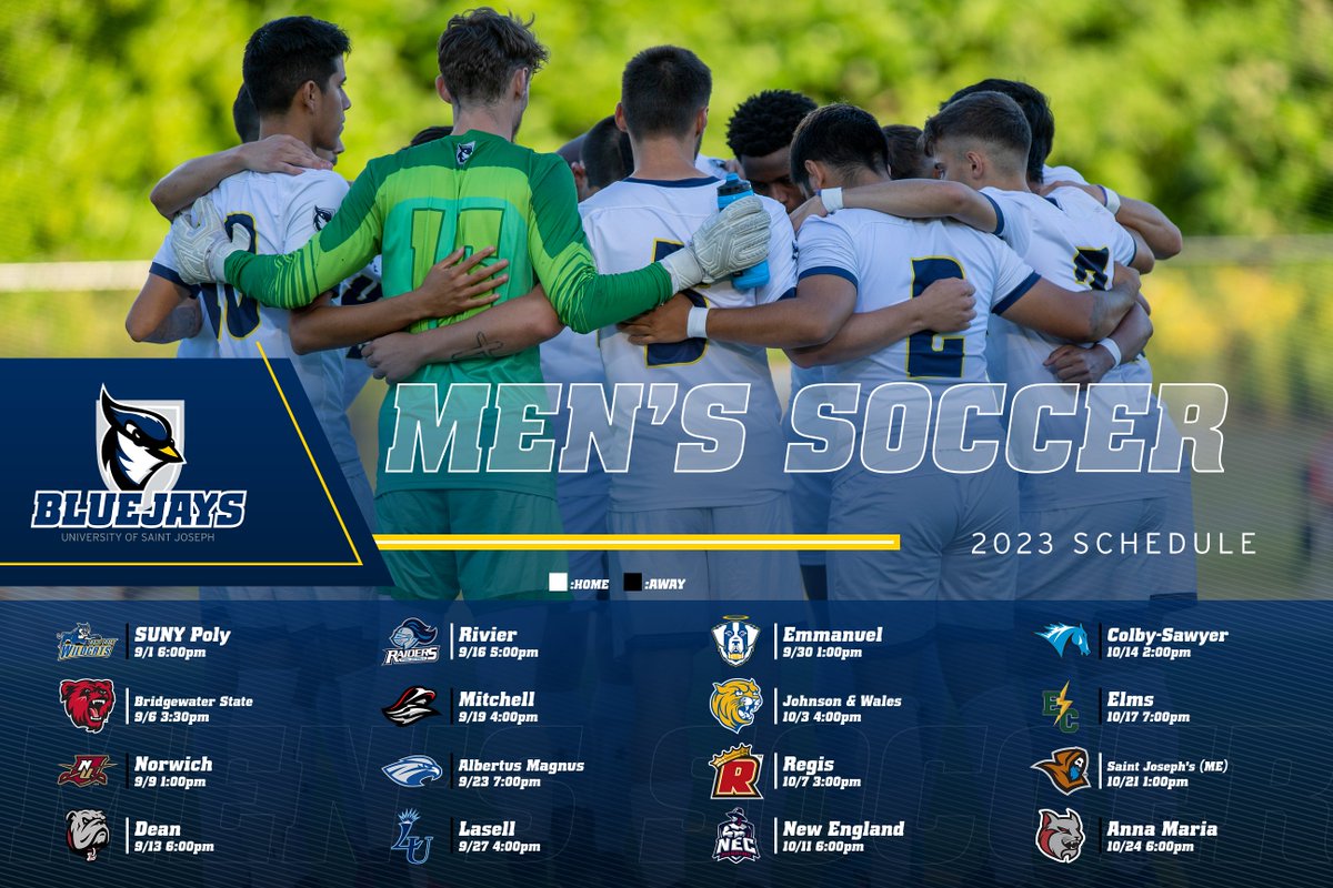 🚨SCHEDULE DROP🚨

Men's ⚽️ has announced its 2023 schedule! The reigning <a href="/TheGNAC/">Great Northeast Athletic Conference</a> champions begins the season on the road at <a href="/PolyWildcats/">SUNY Poly Wildcats</a> on September 1.

📖 READ MORE: bit.ly/3OjtUNJ

#FearTheFlock #GoBlueJays 🔵🐦