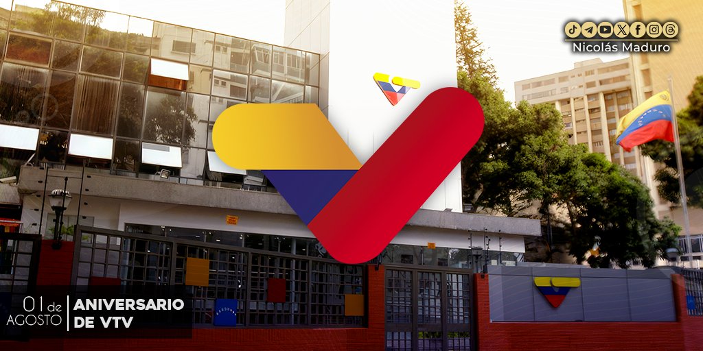 Nos enorgullece celebrar el 59° Aniversario de VTV, la ventana informativa de la Patria que ha crecido junto al Pueblo en su lucha revolucionaria por la verdad. Mi abrazo y felicitación al gran equipo del indiscutible canal de las venezolanas y los venezolanos.