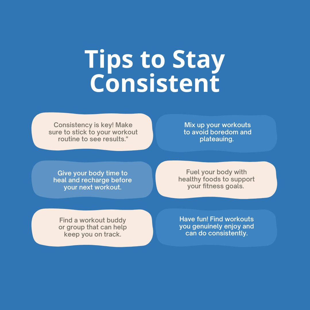 Staying consistent is a challenge for EVERYONE. Your body needs time to adapt to the new routine you're introducing. Here are a few of our tips that we share with our new members starting out!

#fitnessroutine #consistency