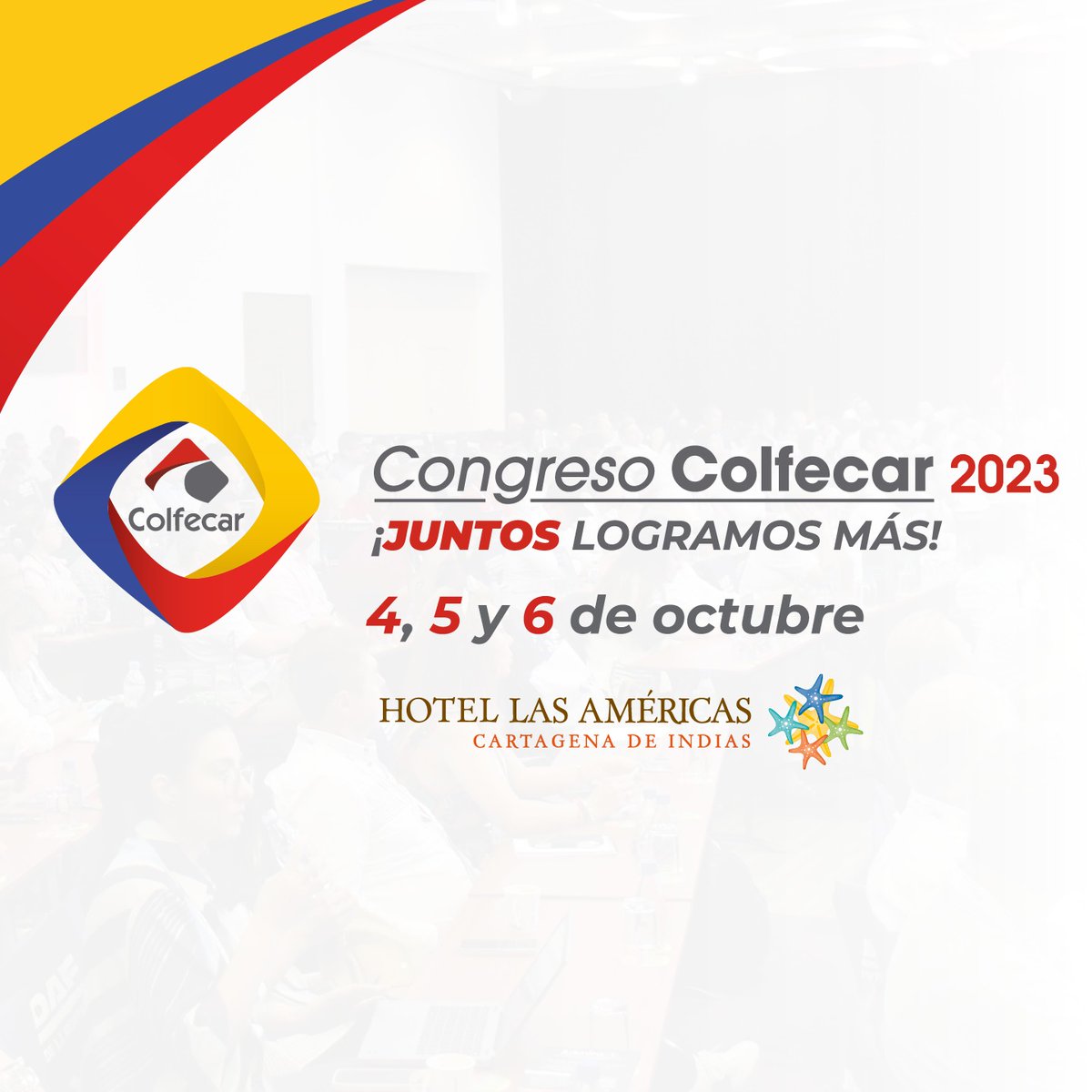 Colfecar's tweet photo. 📆 Marca en tu calendario el 4, 5 y 6 de octubre, la fecha del Congreso del más alto nivel del Transporte y la Logística, un espacio para aprender y conectar con expertos claves en el sector ¡No faltes, inscríbete aquí! ➡️ https://t.co/8qil1b9wwX #congresocolfecar2023 https://t.co/QiwrzKLsMG