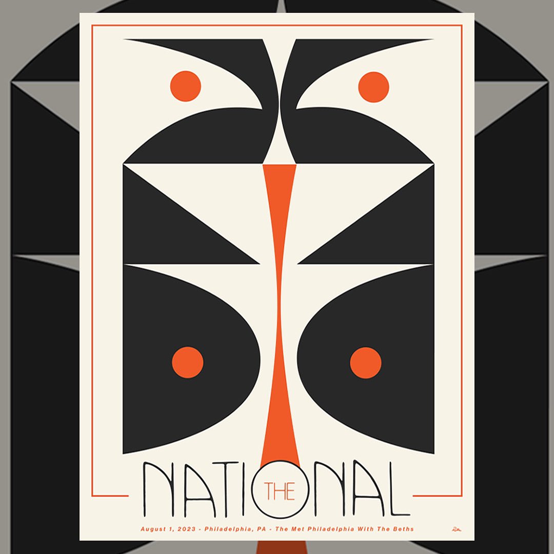 TheNational's tweet photo. Philly! We kick off the second leg of our 2023 tour tonight with a sold out show at @themetphilly. We're excited to have @THEBETHS joining us. 

Poster designed by Robbie Simon
Printed by @triplestamp https://t.co/XZPZeVR0jg
