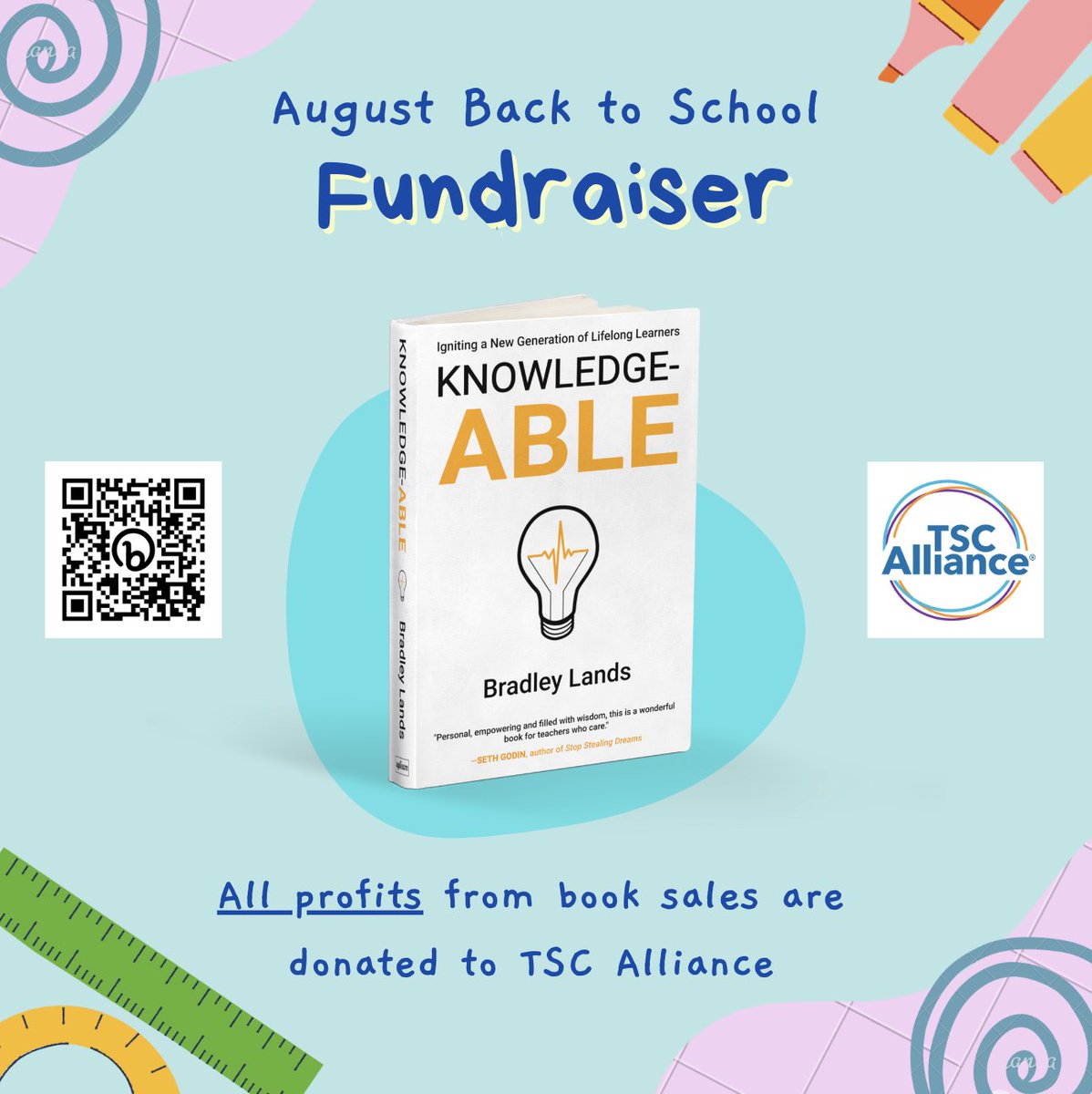MrLands's tweet image. ✨ Back to School Fundraiser! ✨

🗓️ For the entire month of August 🗓️

ALL PROFITS from sales of my award-winning book #Knowledge_ABLE will be donated to @TSCalliance!

✅ Get your copy and one to give to your favorite teacher!

bit.ly/able23

#TSCalliance #Fundraiser