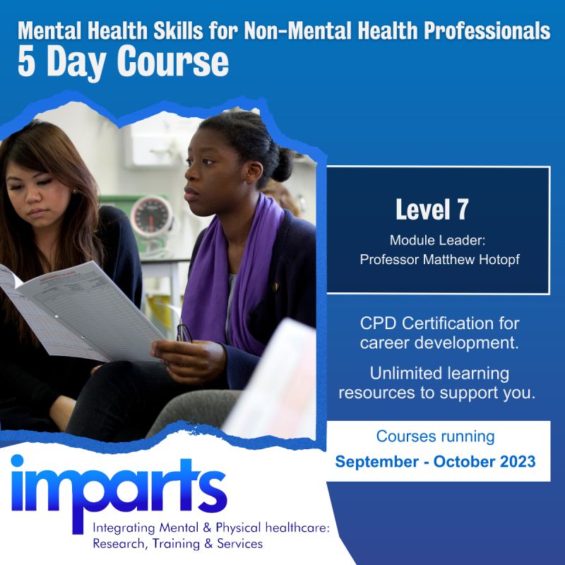 IMPARTS Project (@impartsp) on Twitter photo Next course - Sept 26th to Oct 24th
Weekly on Tuesdays.
We have some funded spaces available for <a href="/KingsCollegeNHS/">King's College NHS</a> staff. To apply, complete the online application form at the end of this page:
kcl.ac.uk/academic-psych… Next course - Sept 26th to Oct 24th
Weekly on Tuesdays.
We have some funded spaces available for <a href="/KingsCollegeNHS/">King's College NHS</a> staff. To apply, complete the online application form at the end of this page:
kcl.ac.uk/academic-psych…