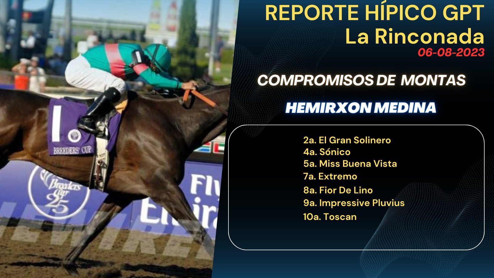 REPORTE HIPICO GPT: Compromisos de Montas La Rinconada --  Domingo 6 de Agosto 2023 F2dQVEFW8AIZncS?format=jpg&name=large