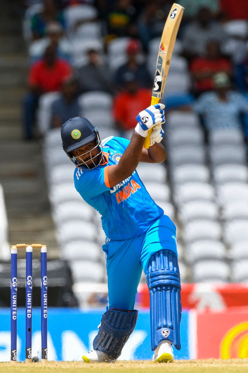 BCCI's tweet photo. Sanju 🔛 song! 👌 👌

This has been a cracking half-century ⚡ ⚡

Follow the match ▶️ https://t.co/boUPUpFuSr

#TeamIndia | #WIvIND https://t.co/7xvqyRN5Dq