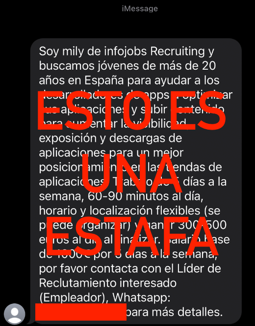 🚨NO PIQUES a este tipo de estafas

Desde <a href="/InfoJobs/">InfoJobs</a> NO se ha enviado este SMS

Para inscribirte a las ofertas, SOLO se puede hacer desde la web o la app de InfoJobs.

No compartas tus datos personales por Whatsapp