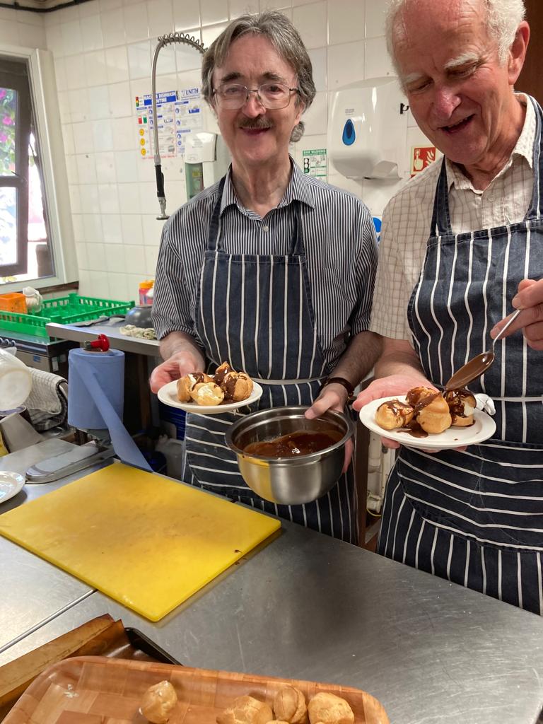 AgeUKRichmond's tweet image. Have you ever made profiteroles from scratch? Our #ManwithaPan group made some today. We gave them 10/10.  And to balance things out, they also made a delicious Ceasar Salad. They might have eaten pudding first! 
#dishoftheweek #lovelaterlife