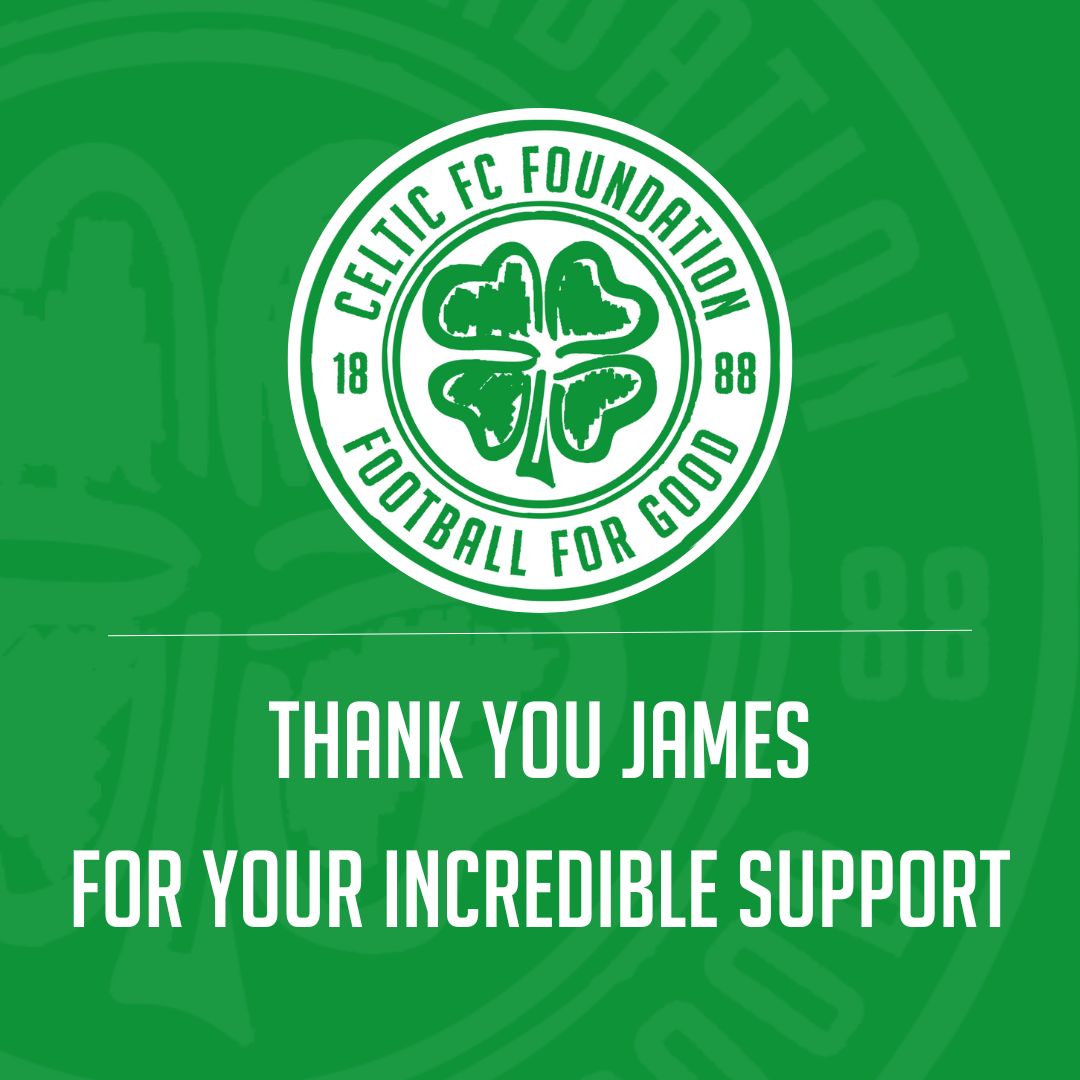 FoundationCFC's tweet photo. Thank you to James Forrest for his outstanding support. 🙏

A significant portion of the proceeds from tonight’s match will be donated to @FoundationCFC  and @KilbrydeHospice 🍀

@CelticFC  | @AthleticClub | #CELATH https://t.co/wxBtE8otoZ