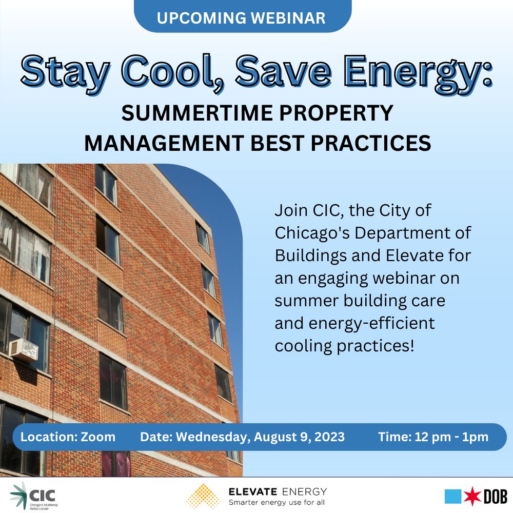 Don't miss this webinar on energy-efficient cooling! Learn about HVAC systems, energy efficiency, City's Cooling Ordinance, & practical tips to keep your building cool. Discover Elevate & CIC resources for energy-efficient upgrades. Register here - bit.ly/3Ygl20