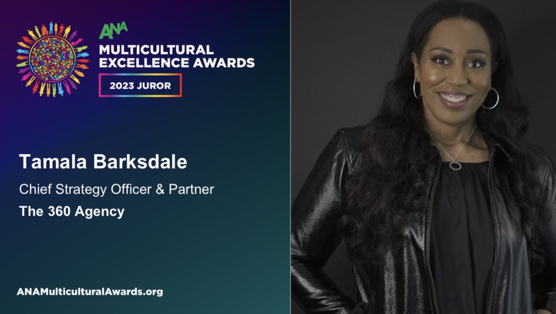 We are proud to announce our very own trailblazer, Tamala Barksdale (CSO) has the honor of serving on the jury this year at the ANA Multicultural Excellence Awards where our industry’s game-changing campaigns and their masterminds are crowned.  🏆#Culture #MulticulturalMarketing