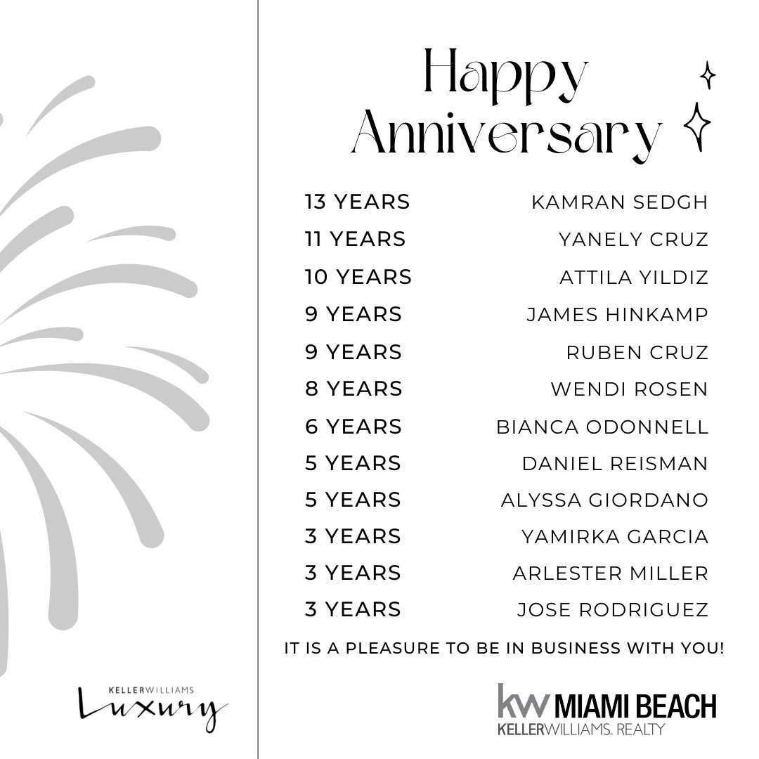 KellerMiami's tweet photo. Happy Anniversary! 🥂
What a pleasure it is to be in business with you. 

Looking forward to growing together! 🚀 https://t.co/KeDlukdx4n