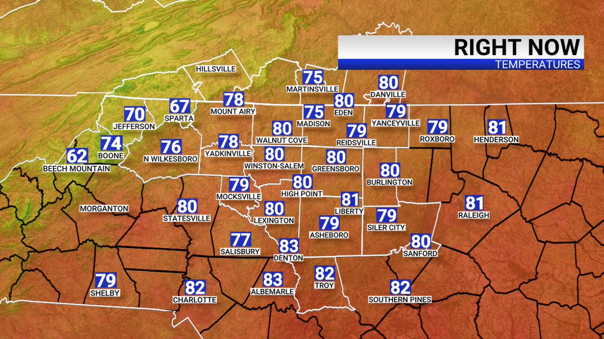 Here are your lunchtime temperatures from your FOX8 MAX Weather Center.