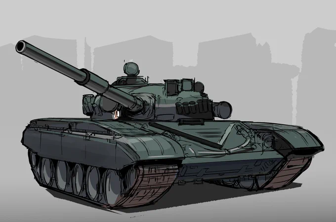 唐突に戦車が描きたくなったので練習にT-72