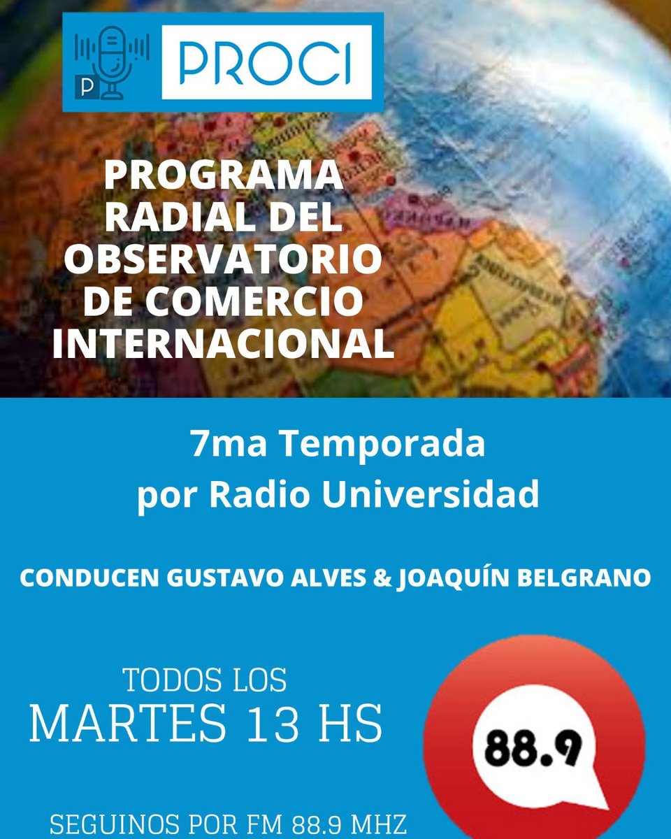 oci_unlu's tweet photo. Ya comienza el Programa Radial del Observatorio de Comercio Internacional #proci por Radio Universidad Nacional de Luján #radiounlu . Sumate al vivo en https://t.co/q2HVz3McMk #ociunlu #comex #logistica #economia https://t.co/v9UqrYxXGX