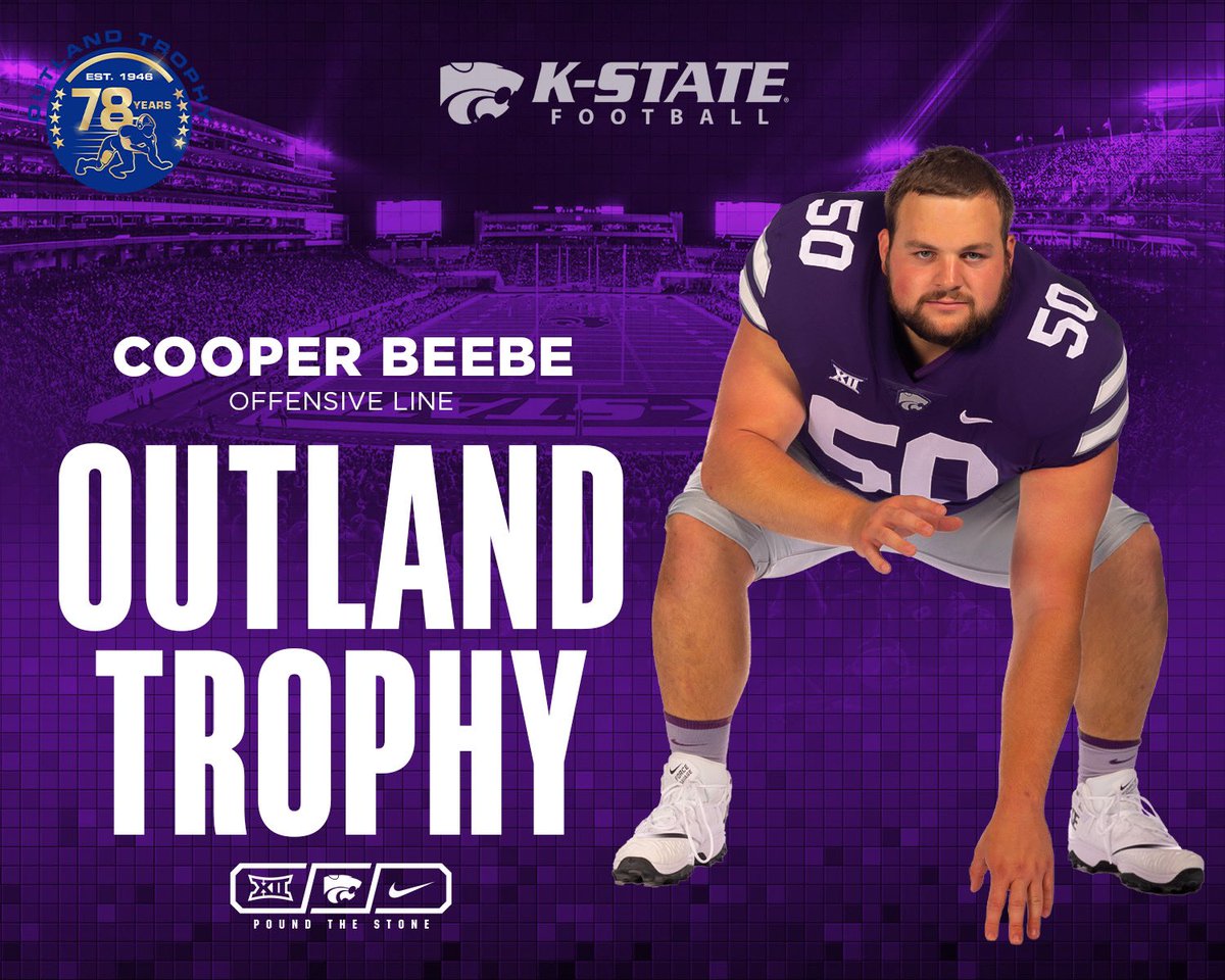 KStateFB's tweet photo. Three more honors

@outlandtrophy x @cooper_beebe 
@outlandtrophy x @KaitoriJr 
@NagurskiTrophy x @KobeSavage 

#KStateFB https://t.co/BwRUToGi4Z
