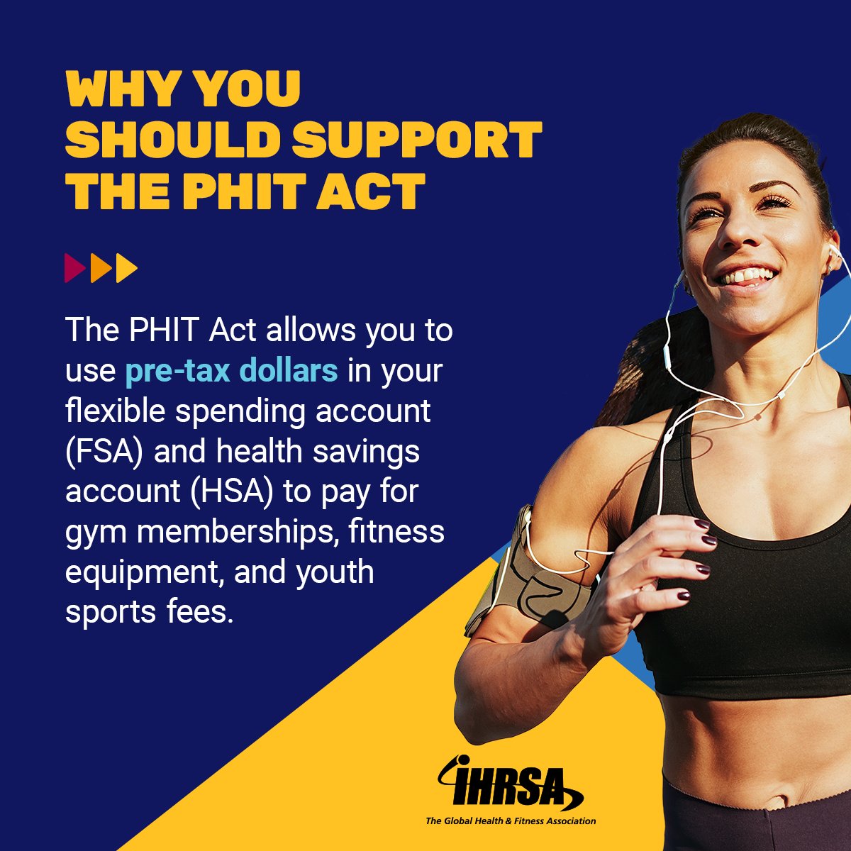 We support the PHIT Act, and we need your help: Tell Congress to co-sponsor this important bill that would allow pre-tax dollars in Flexible Spending Accounts (FSA) and Health Savings Accounts (HSA) to be used for fitness and youth sports activities...
#health #wellness #fitness