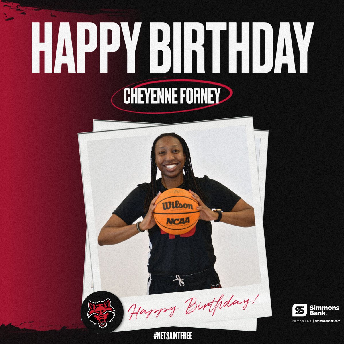 AStateWB's tweet photo. HAPPY BIRTHDAY, Cheyenne! 🥳🎈

#WolvesUp🐺 x #NetAintFree✂ https://t.co/O4QxlmaY3x