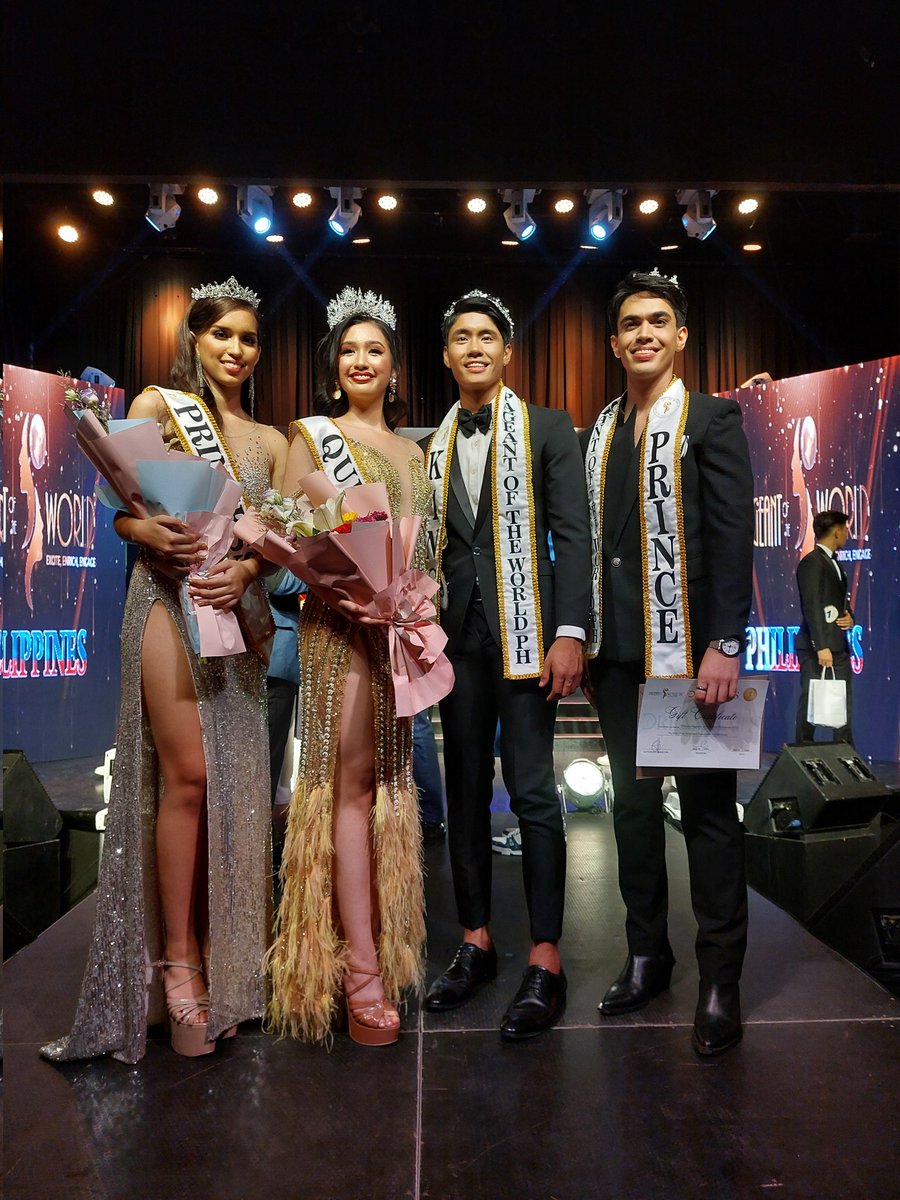diyarista's tweet photo. NOW: Xyrilla Jean Antonio from #LaurelBatangas & Angelo Joaquin Basa from #SanMateoRizal are #PageantOfTheWorldPH Queen & King, w/ Laura Sophia Fernan & Ehdren John Balbarona as Princess & Prince. The top winners will compete in #PageantOfTheWorld in #Australia. .@inquirerdotnet https://t.co/a7bxrH84Vs