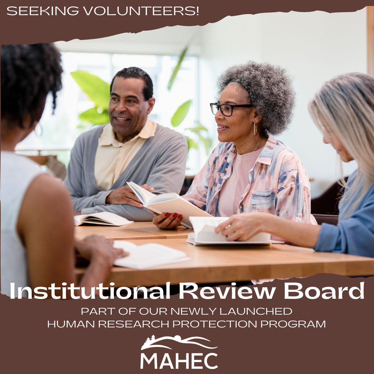 MAHECwnc's tweet photo. MAHEC is seeking dedicated individuals to volunteer for our Institutional Review Board, part of our newly launched Human Research Protections Program, contributing to groundbreaking research &amp; promoting ethical practices in the medical field. Get details: https://t.co/QXgchDbaMf https://t.co/lhoWGnlozq