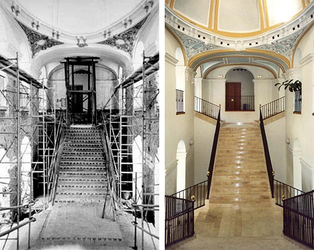 UAHes's tweet photo. Así era y así es el Colegio San José de Caracciolos, edificio de 1690 y reformado en 1992, que ha sido cárcel, cuartel, almacén de paja y grano, archivo municipal... Actualmente es sede docente de la @fylUAH: https://t.co/EQ4BNQZZF8 #UAH #UAHviva #25AniversarioPatrimonioUAH https://t.co/vfzsvv1trL