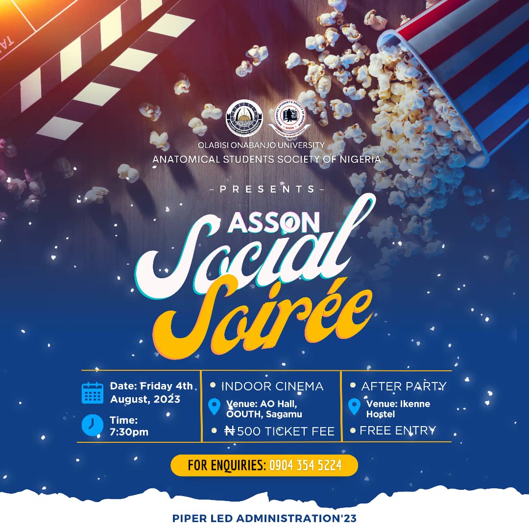 oou_asson7's tweet photo. Join us for a mesmerizing movie night during our enchanting social soiree.
Grab your popcorn, find a cozy spot, and let's enjoy cinematic wonders together! 🎬🍿 
#MovieMagic
#assonoou https://t.co/o3ntNkNq8d