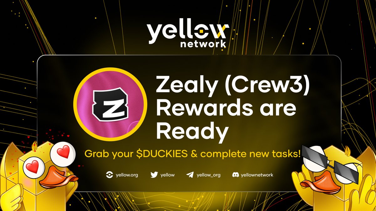 🎊 Zealy Rewards are Out! 🎊

Phase 1 is a wrap with thousands of enthusiastic participants! 

🔥Are you among the top 300? Congratulations! Claim your rewards on the Duckies platform 👇
 
yellow.org/duckies/me  😎