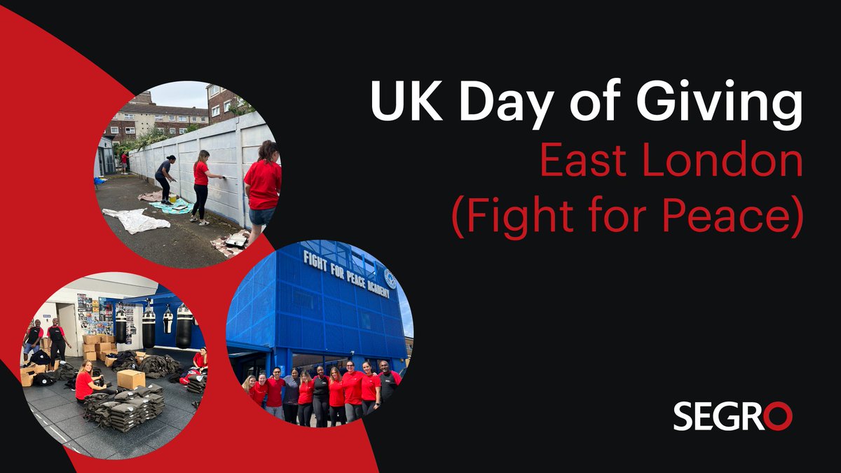 During our UK #DayOfGiving, our colleagues visited @fightforpeace in East London. They helped out by redecorating, as well as, curating an inventory of a large sports clothing shipment, which was delivered to the academy for young people to enjoy #ResponsibleSEGRO