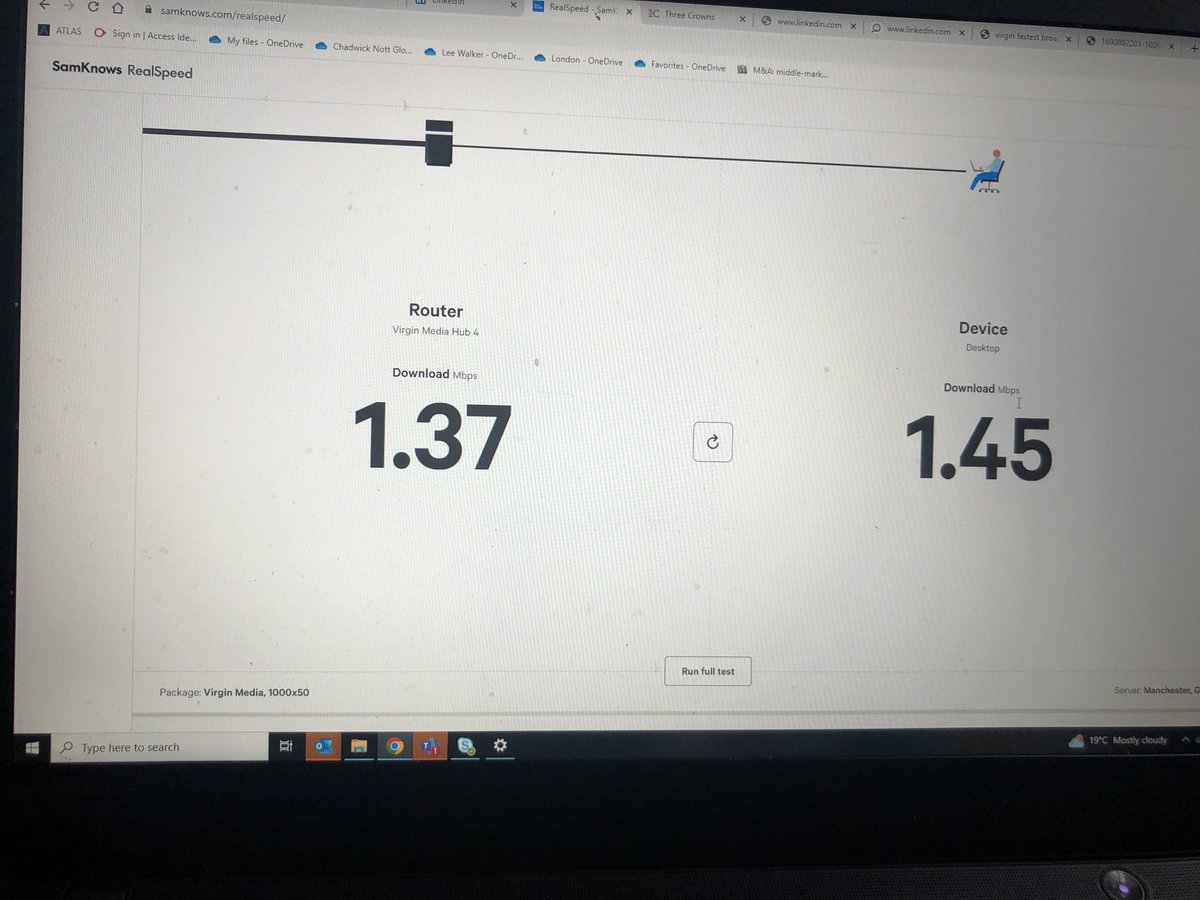 TechnoWalker's tweet photo. @virginmedia It’s even slower https://t.co/LisYV3125t