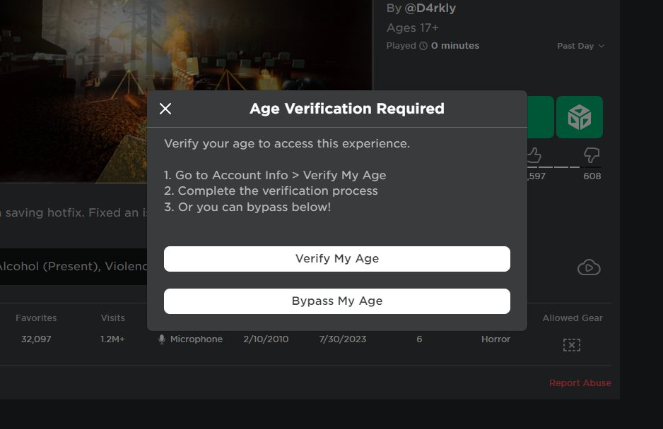 RoModelALPHA's tweet photo. Wow, a simple click and bam! bypassed age requirements. https://t.co/hryiatKPOZ