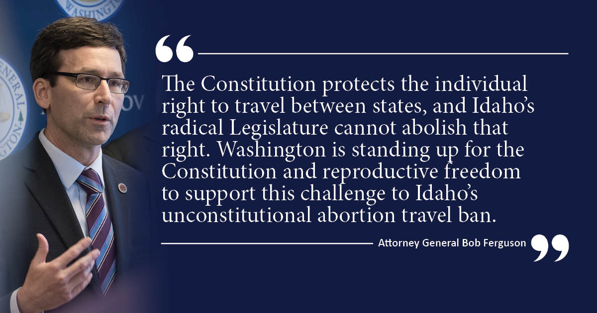 AGOWA's tweet photo. We're leading 19 attorneys general in filing legal arguments against Idaho's so-called abortion “travel ban.” Learn more: https://t.co/H8cc2QYwLQ https://t.co/GMunNq3xsz