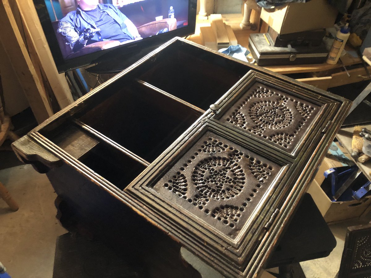 ttunlehs's tweet photo. Rejuvenated our old “Pie safe” for my wife’s bedside table. #MakeAnew https://t.co/Kiol3FViwH