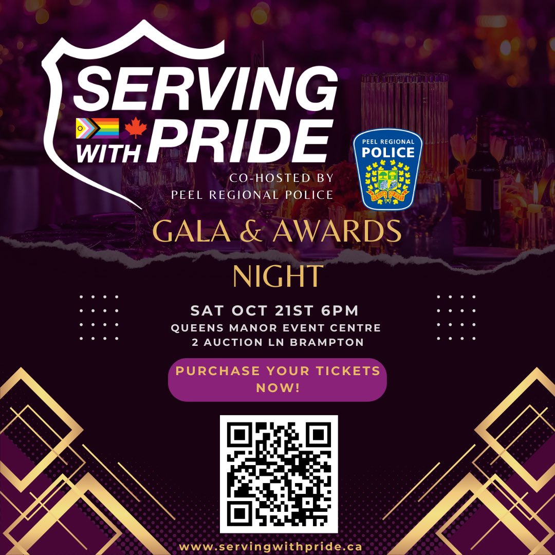 Co-Hosted by <a href="/PeelPolice/">Peel Regional Police</a>, This year’s Gala is going to be a huge event! 

A place for Police, Criminal Justice Professionals and other First Responders from across Ontario to network and inspire!

Proceeds will be donated to <a href="/shipshey/">Services and Housing In the Province (SHIP)</a> to assist youth in need!

Get your tickets⬇️