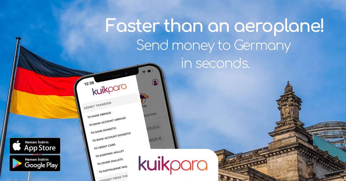 When it takes 3 hours to fly to #Germany, sending money with kuikpara takes seconds! Money transfer with kuikpara is super quickly. 🇩🇪
👉 Download kuikpara now and enjoy the privileges of the fastest, most affordable and reliable money transfer!

#LessCostMoreSpeed #mobilewallet
