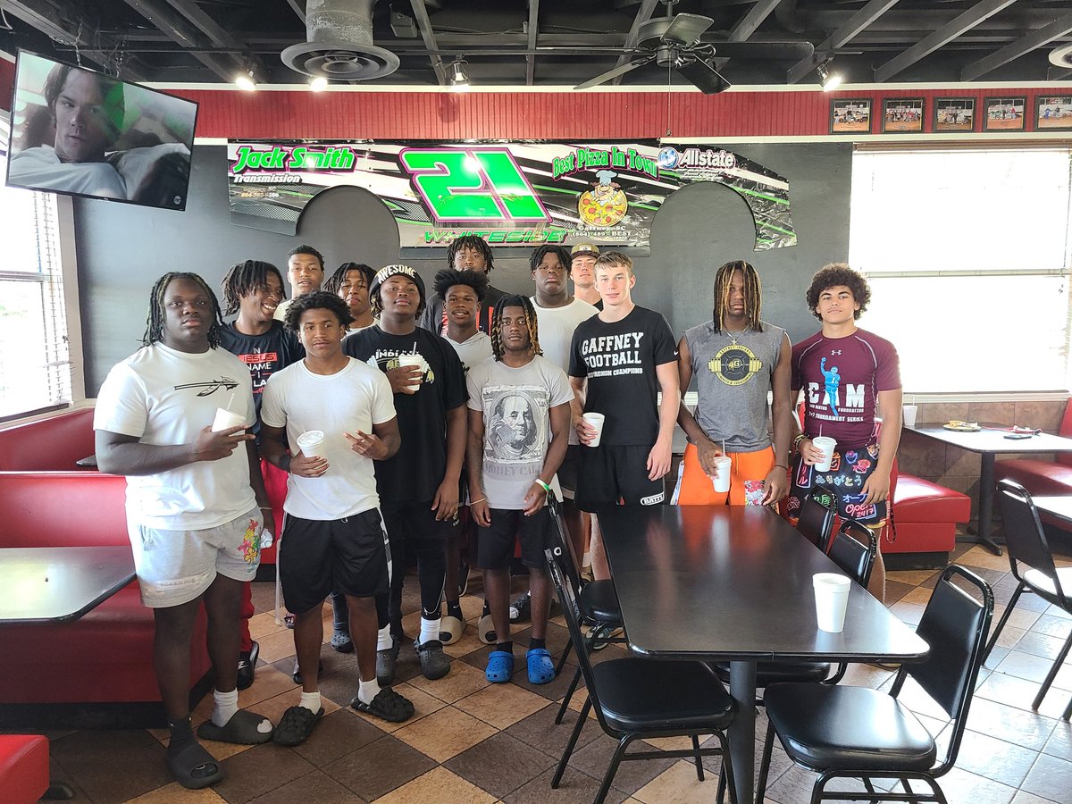 We had 15 guys make all 27 training days this summer so they get free lunch today at Best Pizza in Town!