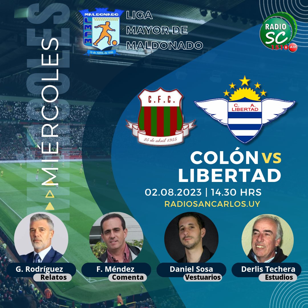 RSC1510's tweet photo. 💥¡Los colores de la victoria se disputan en el campo de juego!

¡Prepárate para un partido de alto nivel!
🔴🟢🆚️⚪️🔵

Miercoles, desde las 14:30
El fútbol se oye en Radio San Carlos 
En la 📻: 1510AM 
En la 🌐: https://t.co/km37AOkukQ
En la 📺: Canal 37 del Cable 8 digital https://t.co/XvYauFPPLu