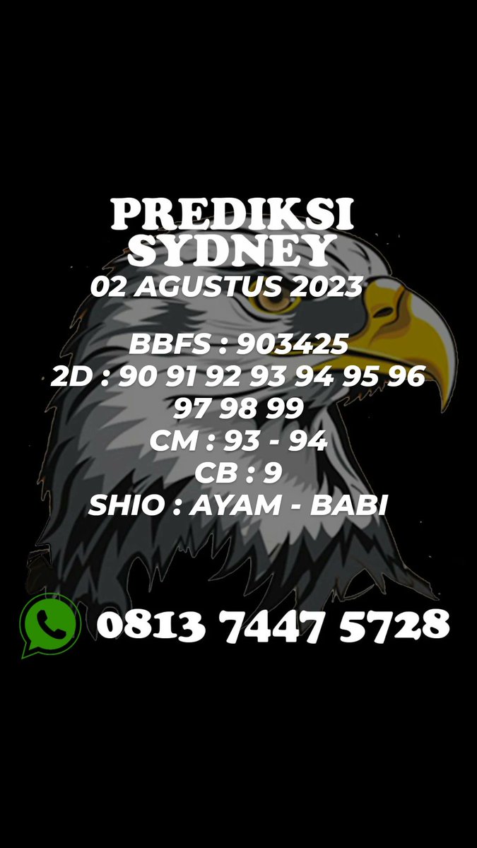 PaitoSeniman's tweet photo. 🔴 PREDIKSI SYDNEY 02 AGUSTUS 2023

Untuk prediksi pasaran lainnya bisa langsung chat ke WA 0813-7447-5728

#prediksi #prediksisydney #sydney #angkajitu #angkajitusydney #sdy #bocoransdy #prediksiakurat #prediksitogel #togel #togeljitu #togelakurat https://t.co/0l65OTc23O