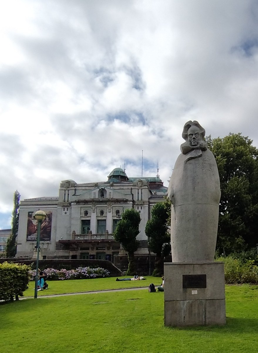 My favourite grumpy Norwegian under a suitably moody sky... #HenrikIbsen #Bergen #Norway #drama #theatre