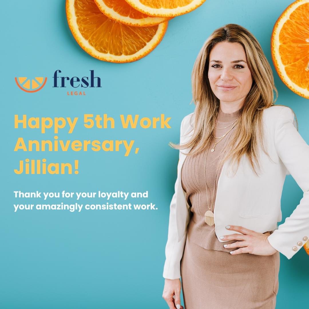 FreshLegalTeam's tweet photo. Jillian has been with our team for five years. Our clients are in great hands in her care, with her foresight and no-nonsense approach. https://t.co/HSJind3mjK