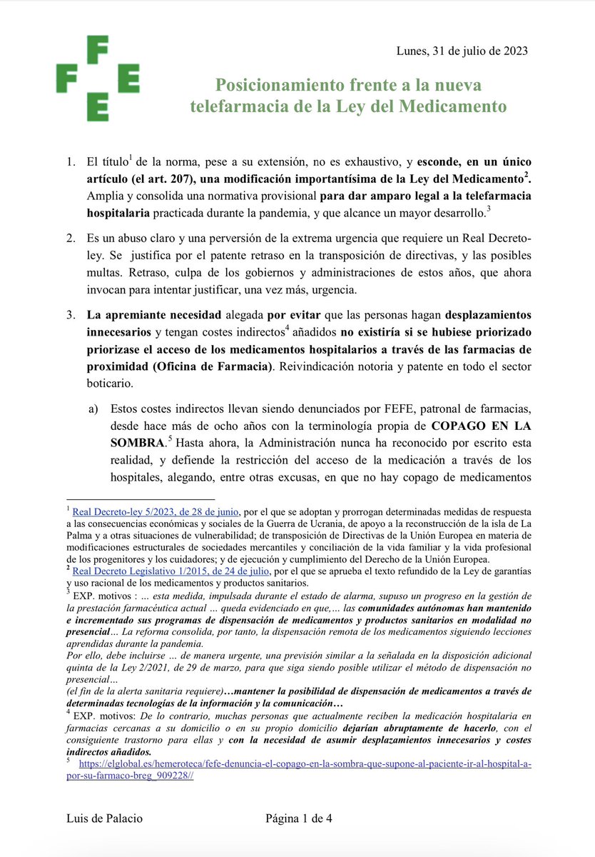 Asoc_Futuro's tweet photo. El futuro de nuestra profesión se sigue jugando en un campo embarrado (otra vez)
Demoledor el documento de @Fefefarmacia 
No podemos dejarlo pasar.
#asociacionfuturo, #farmacia https://t.co/uhNxOOPqTg