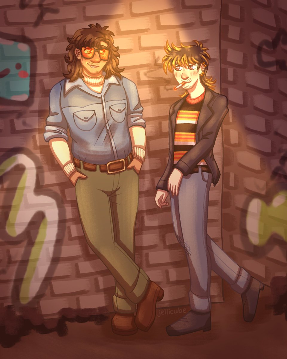 my last #artfight attack of the year!! definitely had to draw my friend Dog's characters monty and alby!! both their designs are so cool! 🕶️🚬🌆😊 #artfight2023 #artfightvampires #artfightattack