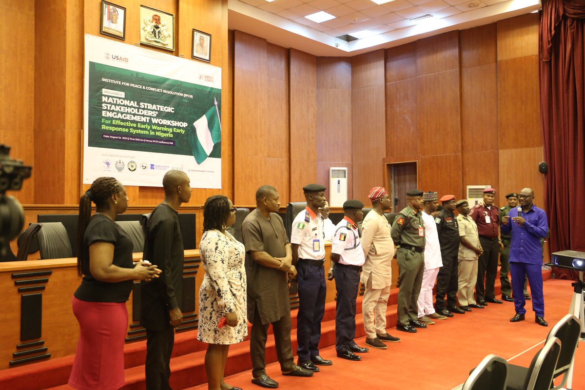 WANEPNigeria's tweet photo. Inauguration of Early Warning Response Group at the National level during the National Strategic Stakeholders' Engagement Workshop in Abuja, encompassing all security agencies.
#PARTNER #EWERSIPCR #WANEPNigeria #MercyCorpsNigeria #PPBA #KSBC #Mambayya #KUKAHCenter https://t.co/YsEkJ90eyf