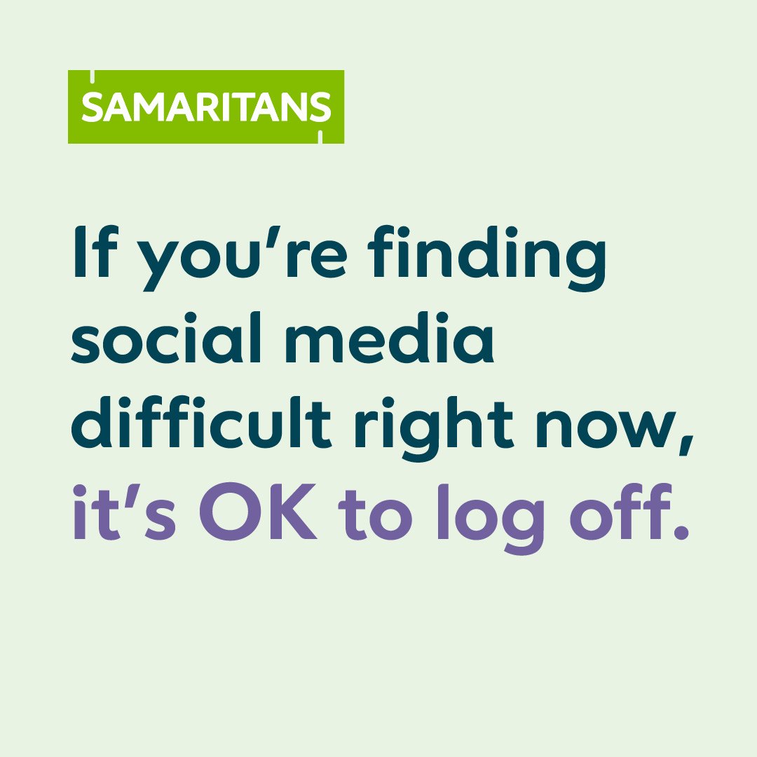 samaritans's tweet photo. Sometimes social media breaks might be what you need 👇 https://t.co/hrMGpnlSnh