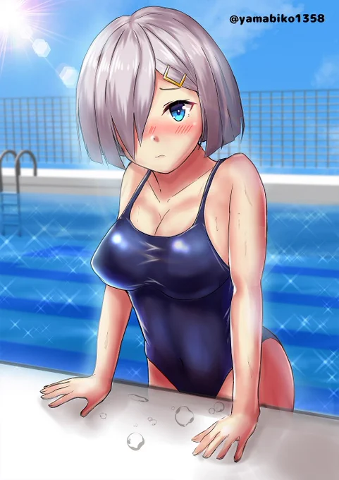 浜風のスク水姿久しぶりの参加なのでイラストも荒っぽいですが#艦これ版深夜の真剣お絵描き60分一本勝負#艦これ版真剣お絵描き60分一本勝負_20230801 