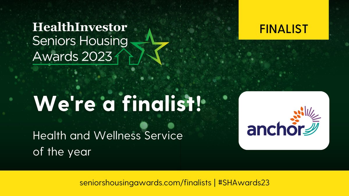 AnchorLaterLife's tweet photo. We're pleased to announce our Be Well 360 service has been shortlisted as a finalist for the Health and Wellness Service of the Year award at this year’s 2023 HealthInvestor Seniors Housing Awards!  Find out more about our Be Well 360 service:

https://t.co/K4XSaEFXjN #SHAwards23 https://t.co/FuOSEQG2k0