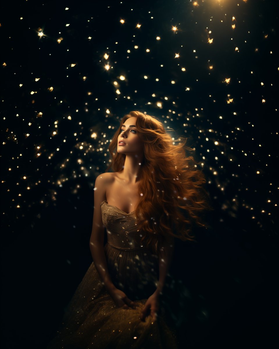 BlankCanvasAI's tweet photo. Reveal cosmic wonders! Imagine a captivating woman, her chestnut locks blending into a starlit abyss⭐. A fusion of intrigue &amp; allure to fuel your curiosity✨   #AIart #ArtToday #PowerOfArt #AstronomyArt #funwithaiseries #marilynscanvas https://t.co/z0EkJcSyCI