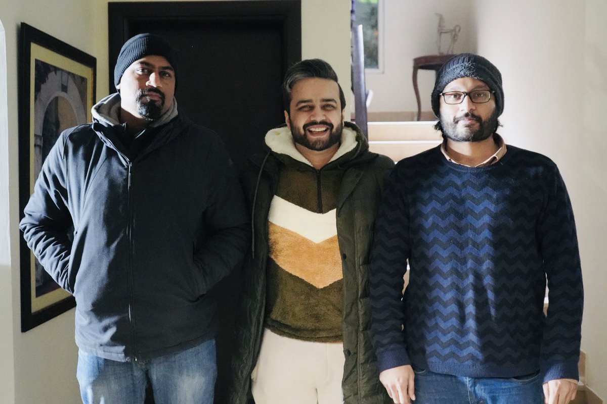 Irkfilms's tweet photo. The man, the myth & the legend in one frame. Presenting 🥁the Producer Imran Raza Kazmi (mid) with his two gunmen loaded with creativity and laser visions, Zeeshan Ilyas (L) and Sabeeh Ahmed (R). Both excellent directors, writers and pillars of strength for the #IRKFilmsFamily. https://t.co/Qpkd4TKpcx