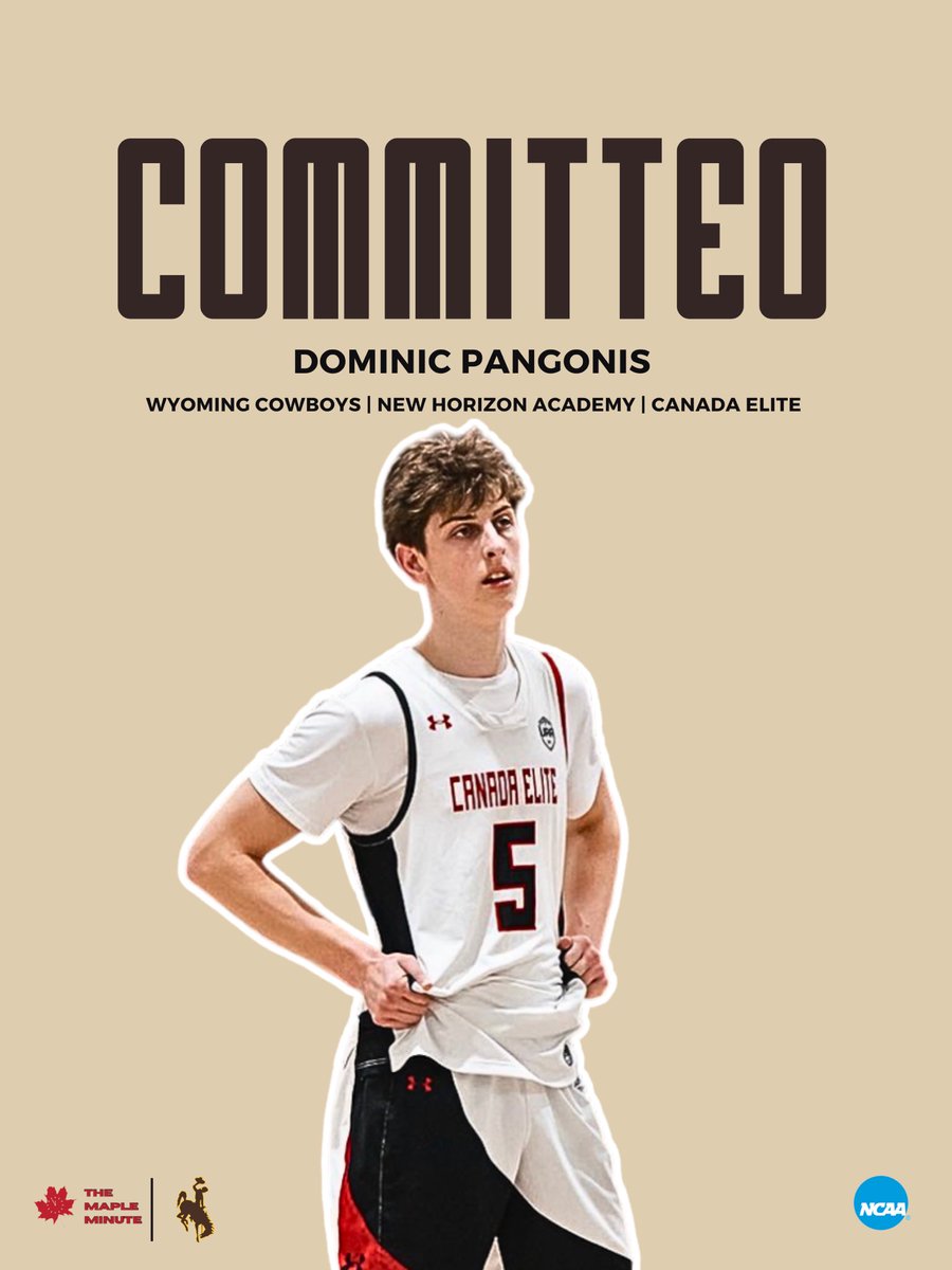 themapleminute's tweet photo. Enormous news coming out of @NewHorizonMBB as 6’7 Dominic Pangonis has announced his commitment to @wyo_mbb via his Instagram. Dom’s recruitment blew up after winning MVP with @Canada_Elite at the @GymRatCHALLENGE in NY. Dom joins HC Jeff Linder &amp; fellow 🍁 Jacob Theodosiou. https://t.co/RW9Lq3hW2e